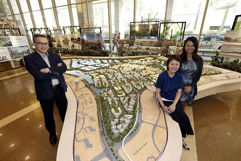 The HDB team involved in the planning of the new Tengah town include (from far left) Dr Chong, Ms Lim and Ms Wu.