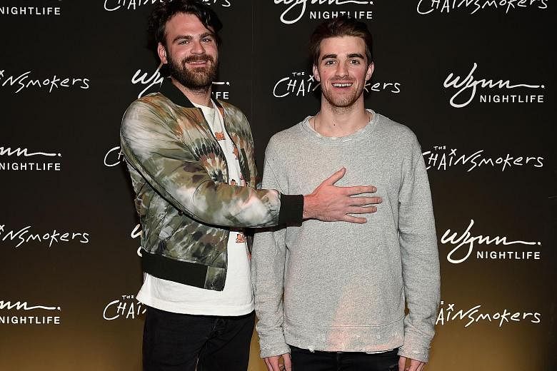 Alex Pall (far left) and Andrew Taggart of The Chainsmokers also announced a tour of North America from April.