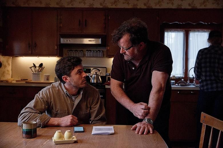 Actor Casey Affleck and director Kenneth Lonergan on the set of Manchester By The Sea. The movie, picked up by Amazon Studios for distribution, is the first film produced by a digital streaming service to be nominated for the Best Picture Academy Award.