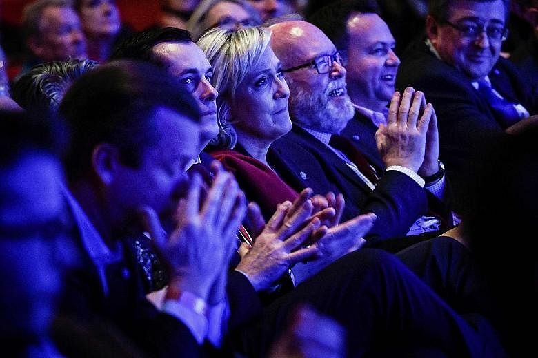 Ms Le Pen in Lyon last Saturday, attending a two-day rally to formally launch her campaign, with a populist agenda strikingly similar to the Trump platform.