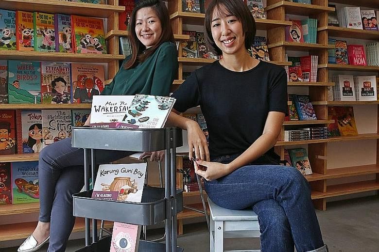 Localbooks.sg's co-founders Callie Chong (far left) and Julie Hyun.