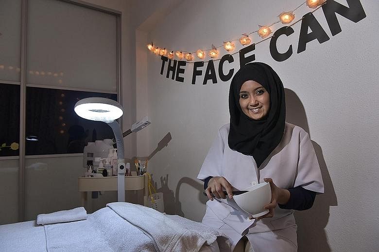 Speech and drama teacher Nareeza Abdul Rahim offers facials at her home-based salon, The Face Canvas.