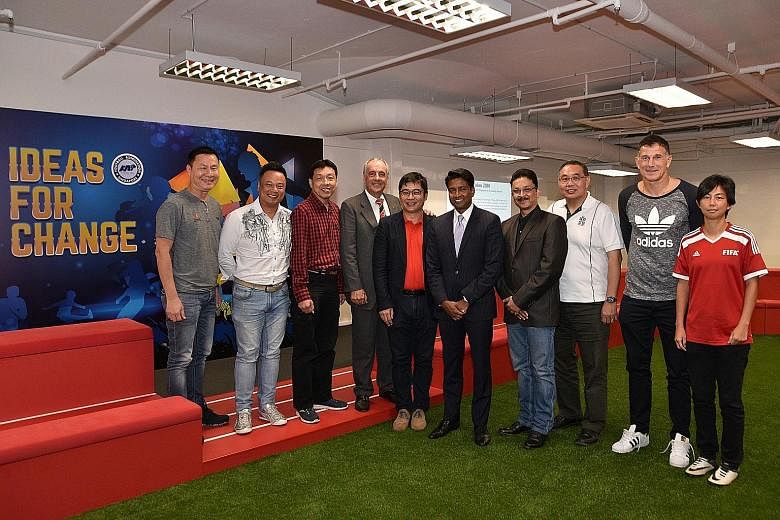 At the first session of "Ideas for Change" yesterday, nine guest speakers, including ActiveSG Football Academy principal and ex-national team striker Aleksandar Duric (second from right), spoke about playing football for better growth and health. The
