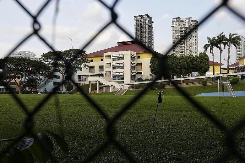 The former Balestier Hill Secondary School compound is one of 11 school sites that have been vacated over the past two years, following MOE's announcement last year of its biggest merger exercise in the past five years. The slope leading up to the ga