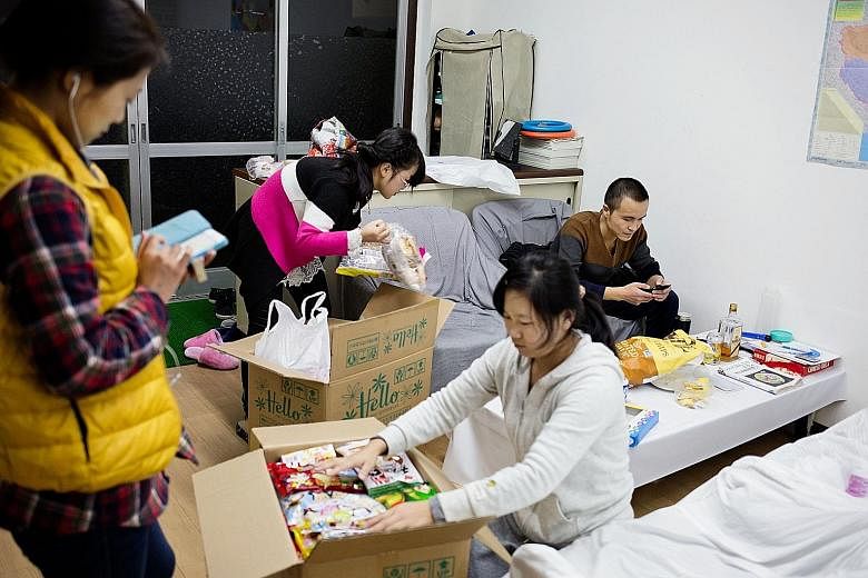 A dormitory for "technical trainees" who have lost their housing along with their jobs, at a labour union office in Hashima. Japan's foreign-born labour force recently topped one million people, many of them on visas reserved for technical trainees, 