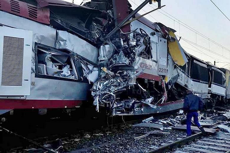A passenger train and a freight train collided near the French border yesterday, killing one person and injuring several others. Two injured people were admitted to hospital and another six people suffered minor injuries, Luxembourg police said. The 