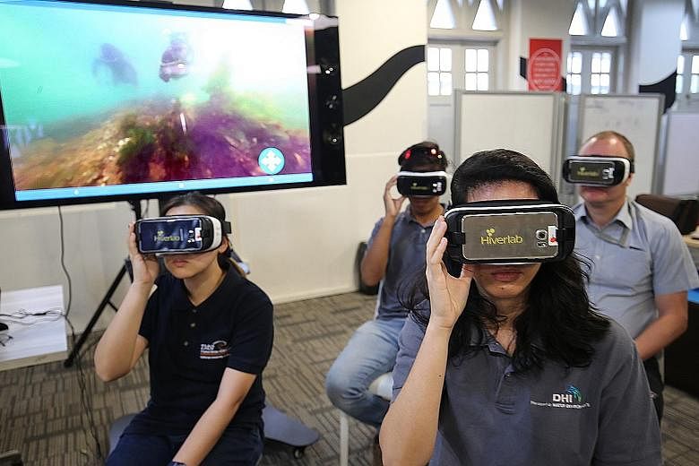 Eyes on Habitat: Coral Reefs allows users to explore the reefs at Sisters' Islands through virtual reality. The software was launched yesterday at the National Design Centre in Bugis.