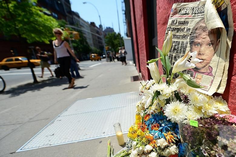 A shrine set up for Etan in 2012 in front of the Manhattan building where Hernandez confessed to have killed the boy in 1979.