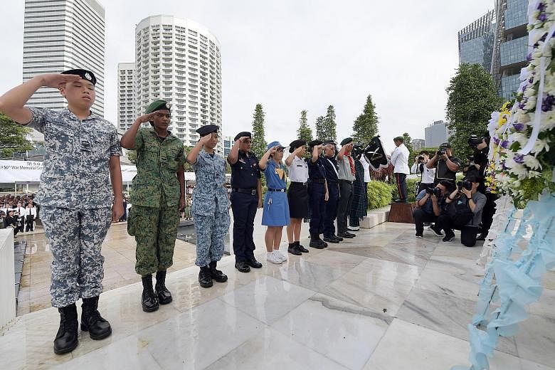 Madam Wong Tjoei Siang, 70, visits the Civilian War Memorial every year to pay her respects to her father-in-law, who was killed during World War II.