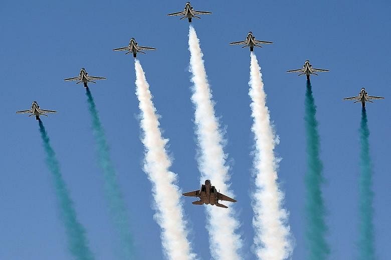 Royal Saudi Air Force fighter jets at a ceremony in Riyadh. Saudi Arabia had the fourth-biggest defence budget last year, behind the US, China and India.