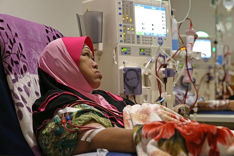 Madam Zaiton Ahmad, undergoing dialysis here, lost the use of her kidneys five years ago. She knew she had diabetes and high blood pressure only when she had a stroke in 2003.