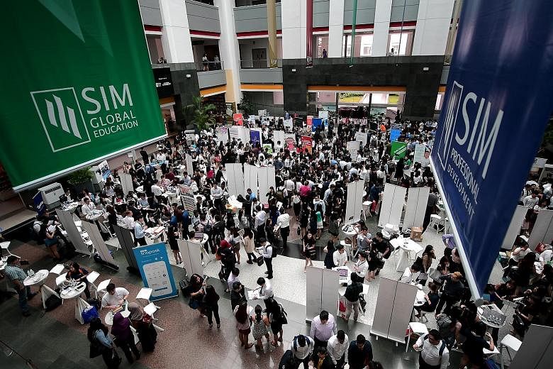 SIM's private school arm had 129 employers take part in its career fair held on Friday - almost double the number last year.