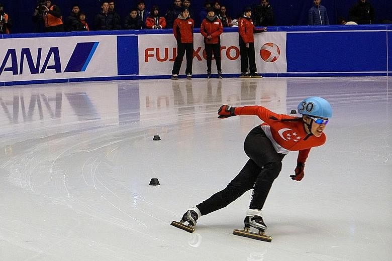 Cheyenne Goh was fifth in her 1,500m short-track speed skating semi-final at the Asian Winter Games in Sapporo, Japan and did not make the B final.