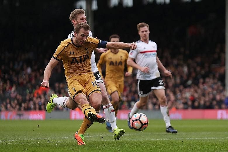 Tottenham's Harry Kane completing his hat-trick against Fulham just before being replaced by Moussa Sissoko in the 75th minute. After losses to Liverpool and Ghent, Spurs are eager to get their season back on track and will seek to turn their Europa 