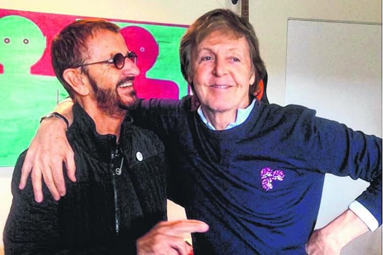 The two surviving Beatles, Ringo Starr (left) and Paul McCartney, came together in the studio over the weekend, the first time in seven years.