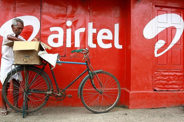 An advertisement for India's largest telecoms network operator, Bharti Airtel, in Kochi. Airtel's proposed deal will include the transfer of all of Telenor India's assets and customers. It also means Telenor will exit the country.