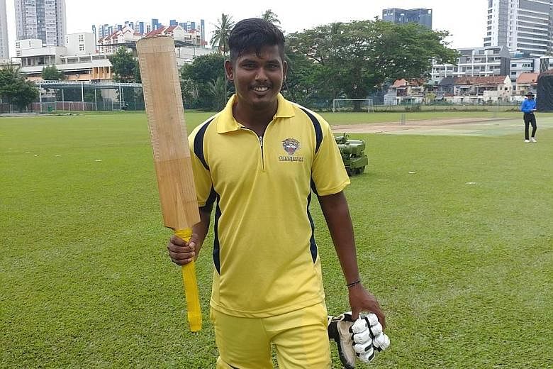 Omaidurai Thilipan is all smiles after his dazzling innings. He made a huge impression after failing with the bat in the league last year.