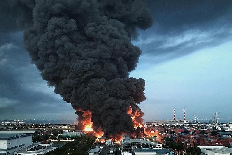 The fire that broke out at the Eco Special Waste Management plant at 6.15am yesterday involved flammable materials and chemicals, according to the Singapore Civil Defence Force.