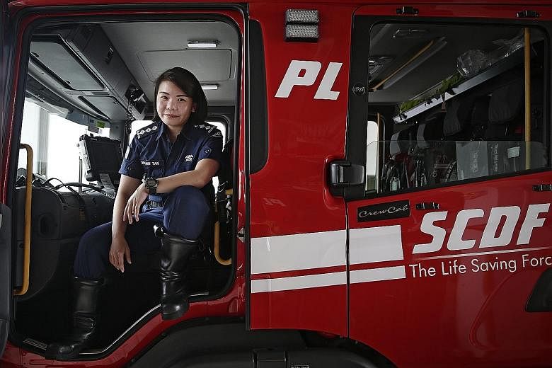 Captain Shawn Tan, the only female officer at Tuas View Fire Station, was the rotation commander on duty when the fire at Eco Special Waste Management broke out. She was less than two hours from ending her 24-hour shift, but left the station with her