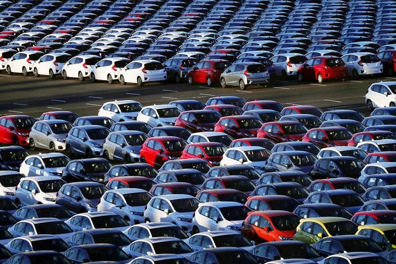 Newly manufactured Honda cars awaiting export in Yokohama port in January. While Japan's exports have started to recover from late last year, the jury is still out on whether the uptick is sustainable in the wake of rising protectionism in the US. 