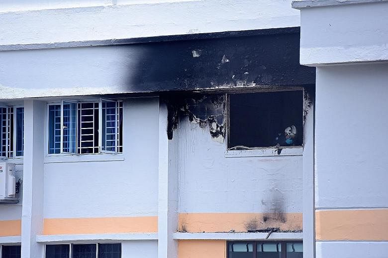 The fire, which is believed to have originated from the room of one of Mr Lim's sons, gutted the room and damaged the rest of the flat in Serangoon Avenue 4.