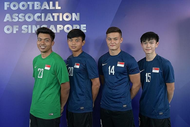 From left: Hariz Farid, Joseph Goh, Armin Maier and Damian Chua are in the national Under-20 football team. Among their targets are success in the SEA Games in 2019 and 2021.