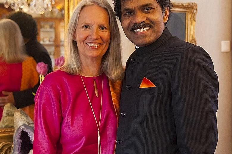 Mr Mahanandia became an art teacher in Sweden while Ms Von Schedvin taught music. He calls their dissimilarities in life a "gift". (Top left) Ms Von Schedvin had followed him to his home in Orissa, where they were married in tribal tradition.