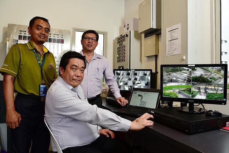 FormTeam Consultancy's (from left ) security supervisor Rezalludin Husin, 44, operations manager Mike Tan Kheng Boon, 46, and senior operations manager Eric Goh Sok Hiong, 53, have benefited from a system that enables mobile reporting, maintenance tr