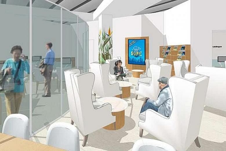 An artist's impression of the seniors' space at Bedok Public Library, which will reopen later this year. The area will specialise in collections and services geared towards older adults, such as large-print books that are easier to read. 