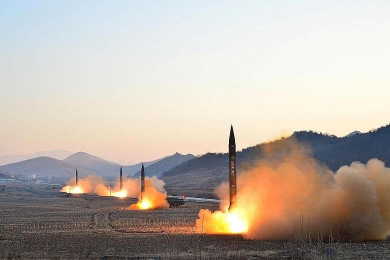 Pyongyang's simultaneous launch of four rockets on Monday has worried Japanese lawmakers. Japan has so far avoided acquiring bombers or weapons such as cruise missiles with enough range to strike other countries, relying instead on the US to take the