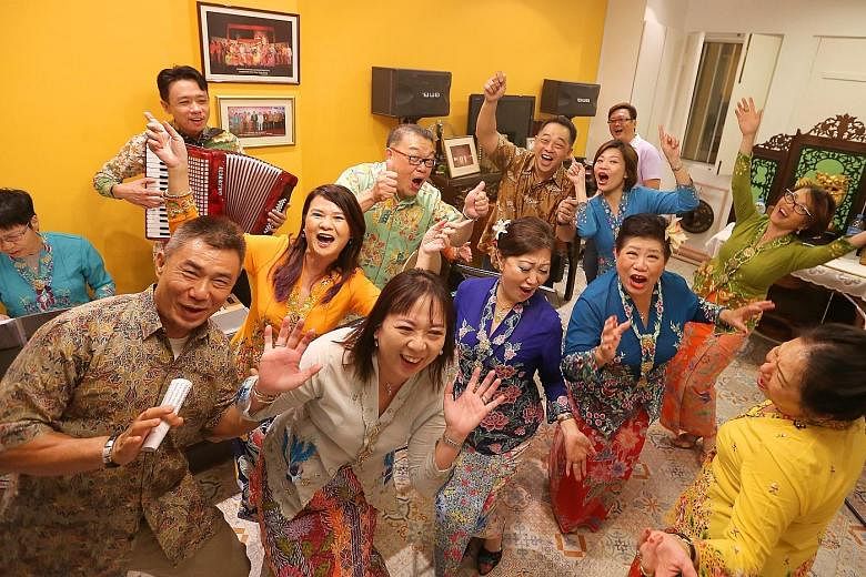 Mr Frederick Soh, a Baba who was the GSA's first vice-president, believes the Peranakan language is experiencing a revival due to an increased cultural prominence in recent years. The Gunong Sayang Association regularly holds singing sessions for its