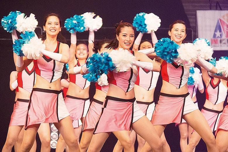 Cheerleaders (from far left) Hirona Yamazaki, Suzu Hirose and Ayami Nakajo in Let's Go Jets!