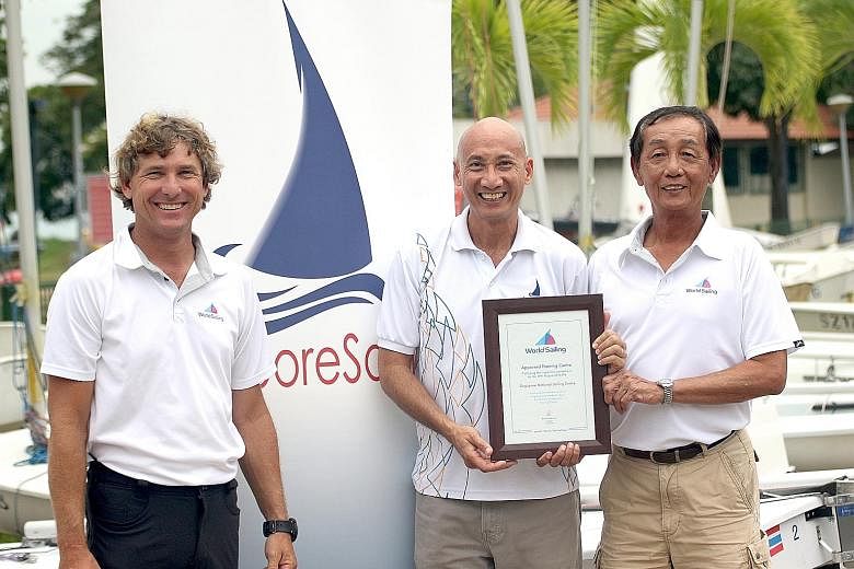 World Sailing adviser Robert Holden with SingaporeSailing CEO Andrew Tam (centre) and Joe Chan. There are only five World Sailing Approved Training Centres in the world.