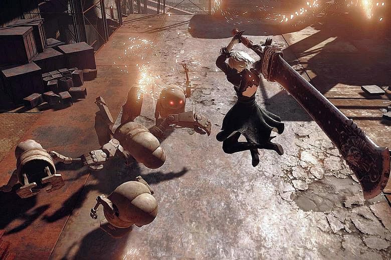 In Nier: Automata, combat is fluid, with your character capable of unleashing impressive combo moves.