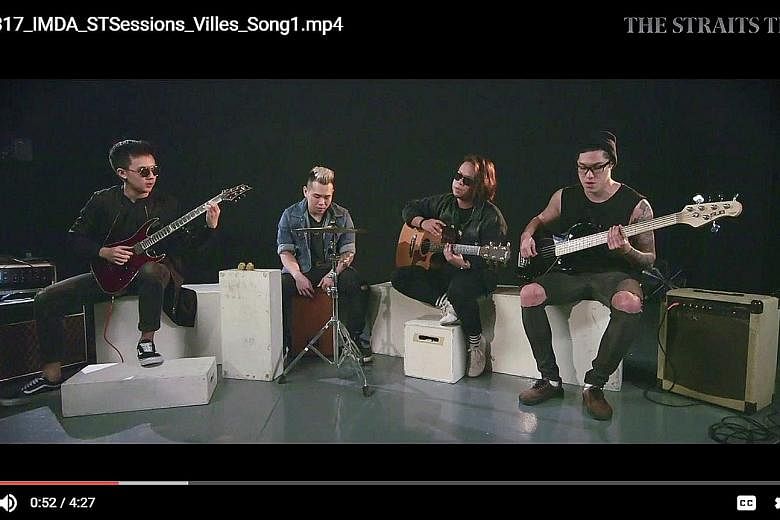 The band Villes may have made their name with abrasive, hard-hitting sounds but show their mellow side in their videos in ST Sessions, The Straits Times' online video series featuring home-grown music talents.