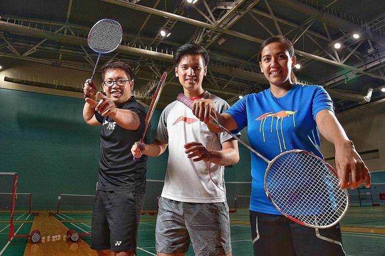 Former national badminton player Derek Wong (centre) is setting up his own academy to coach aspiring shuttlers. Other coaches in the academy run by the two-time Olympian and Commonwealth Games silver medallist will be his brother Shawn (left) and 201