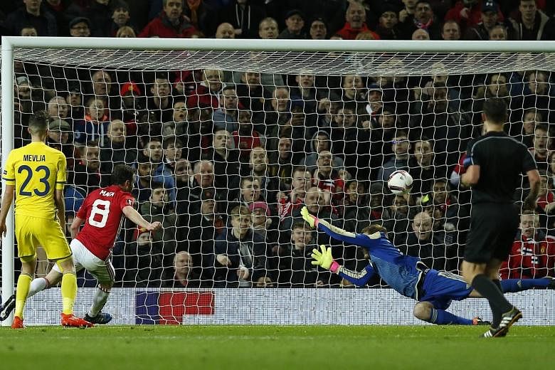 Juan Mata scores at the far post to give Manchester United a 1-0 win over Russian side Rostov in the return leg of their Europa League last-16 clash. United play Middlesbrough tomorrow - their third match this week.