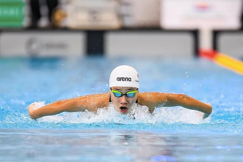 Gan Ching Hwee competing in the women's 400m IM final at the national age group championships. She clocked 4min 54.54sec on Thursday to finish third and meet the SEA Games 'A' qualifying mark.