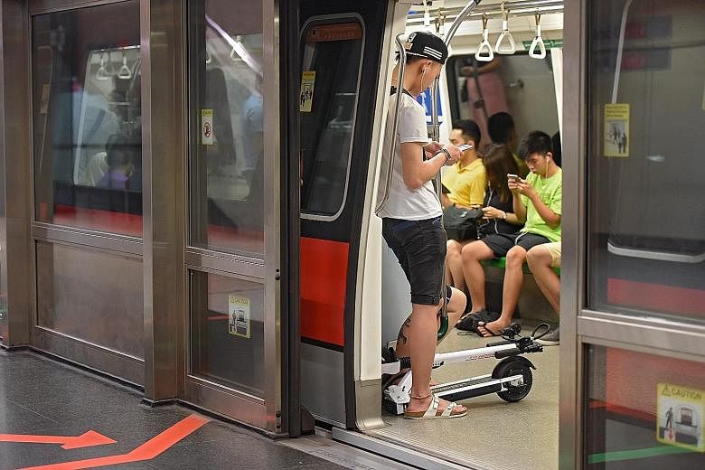 Based on checks at some MRT stations during weekday peak-hour travel, the LTA said it saw an average of about 15 to 20 commuters boarding the trains with their PMDs at each station. Since December, commuters have been allowed to take public transport