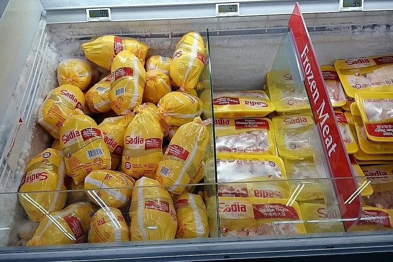 Brazilian meat products at a FairPrice outlet. The supermarket chain, as well as others such as Sheng Siong, has said that its suppliers' brands and products have not been implicated in the Brazilian meat scandal.