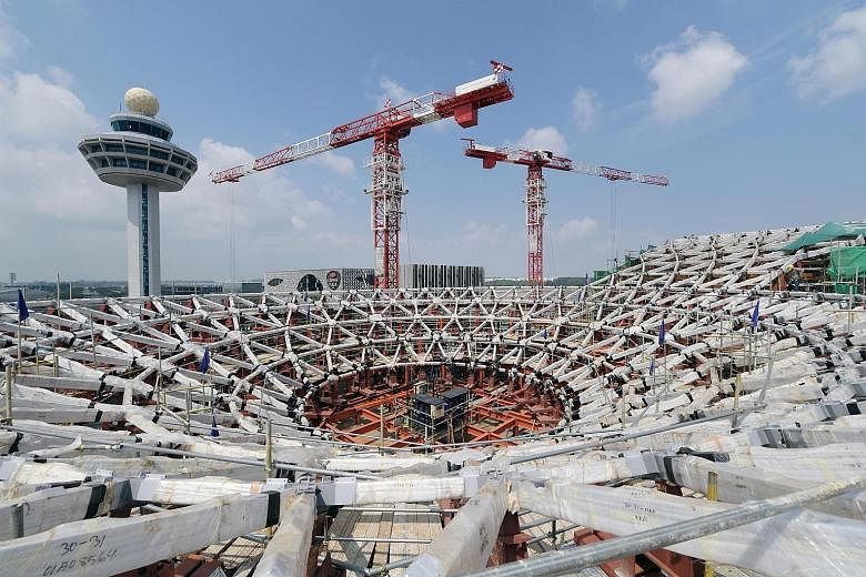 Jewel Changi Airport, directly connected to Terminal 1, will be linked to the other two terminals via air-conditioned bridges with travelators.