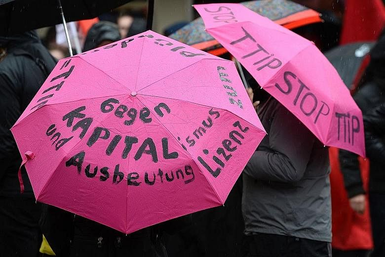 An umbrella protest "against capitalism and exploitation" by demonstrators on the sidelines of the G-20 meeting last Saturday.