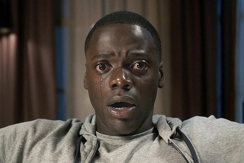 Daniel Kaluuya plays a man whose life takes a horrific turn after visiting his white girlfriend’s liberal parents in the thriller, Get Out. 