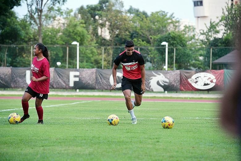 Irfan Fandi's height and physique, says national coach V. Sundramoorthy, will be crucial factors in his development as a central defender in the absence of centre-back Baihakki Khaizan.