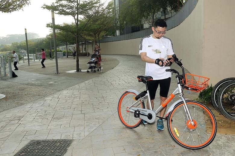 Brightly coloured bicycles from three firms - oBike, ofo and Mobike - can now be found at MRT stations, parks and the void decks of Housing Board flats islandwide.