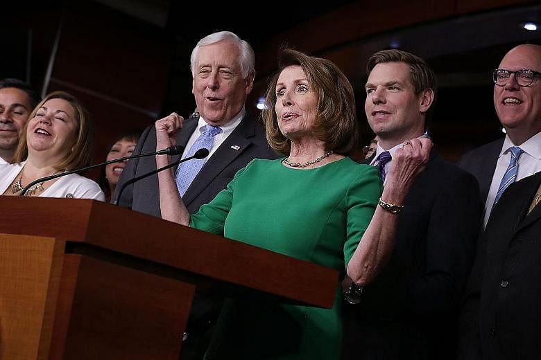 House Minority Leader Nancy Pelosi and some of her fellow House Democrats rejoicing at a news conference after Republicans pulled their healthcare Bill. Mr Trump did not try to reach out to Democrats. Mr Trump had underestimated the importance of rep