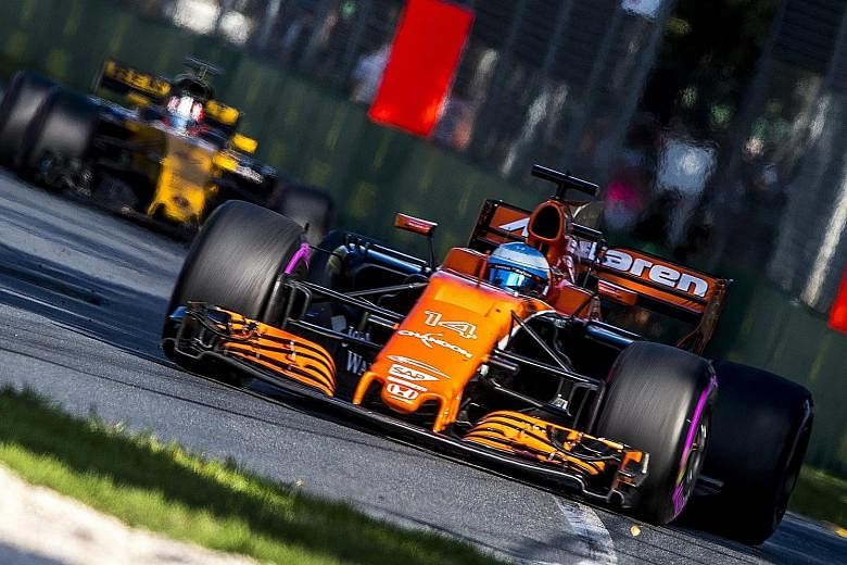Two-time world champion Fernando Alonso during the Australian Grand Prix yesterday. His car failed to finish the race and his team-mate Stoffel Vandoorne was lapped twice by winner Sebastian Vettel.