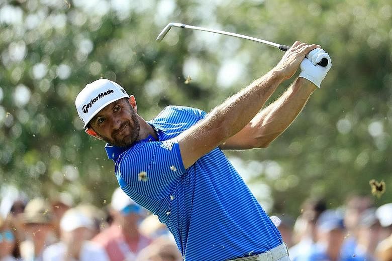 Dustin Johnson teeing off at the WGC Matchplay event. Only the second-ever player to win two WGC titles in a row, Johnson is the hot pick going into the US Masters.