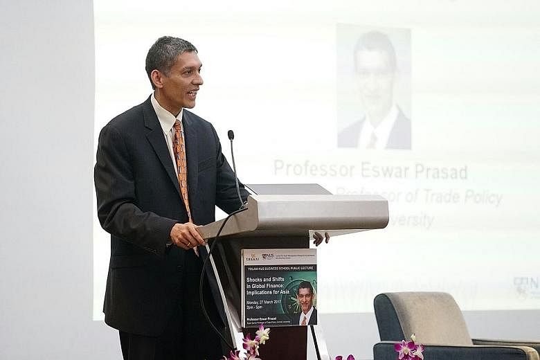 Prof Prasad, speaking at an NUS Business School public lecture yesterday, said that regional countries may have little choice but to align more closely with China if it took over the leadership role in shaping the international economic order.