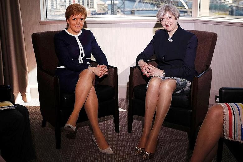 A British tabloid has been lambasted after it splashed a photo of British Prime Minister Theresa May (left) and Scottish First Minister Nicola Sturgeon's legs across the front page yesterday with the headline "Never mind Brexit, who won Legs-it!" The